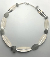 Leaf shaped silver with Quartz pebbles