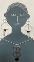 Silver drawn earrings and pendant